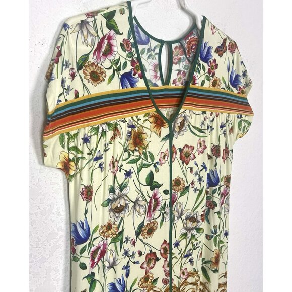 Johnny Was Felix Trapeze Floral & Striped Banboo Midi Casual Dress Medium M - Picture 6 of 14